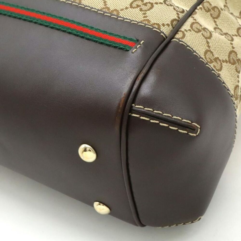 Pre Loved gucci Handbag Canvas Leather Trim Women brown | beige Shoulder Bags - Picture 3 of 8
